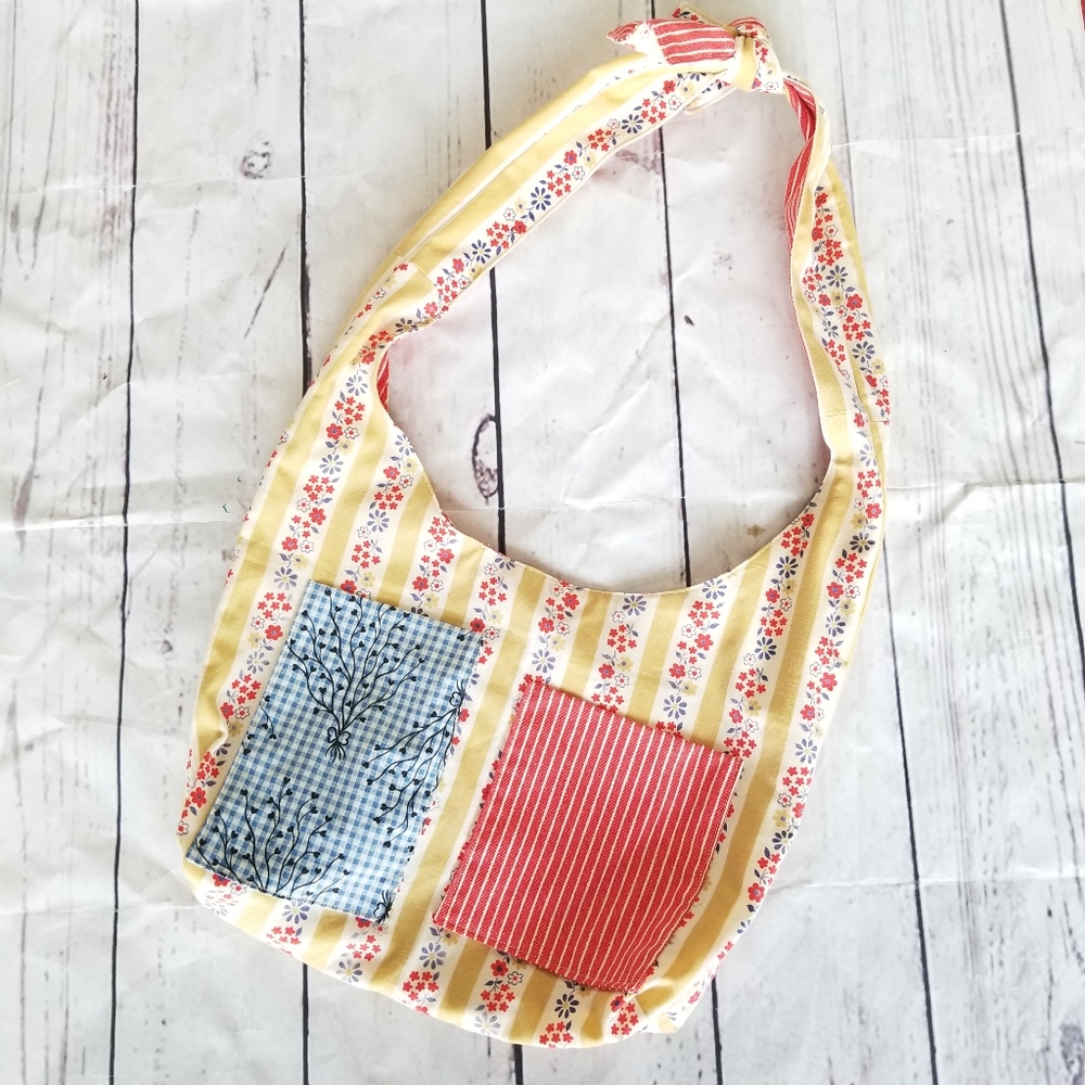 Reversible Boho Cottage core Sling Bag Vintage Fabric